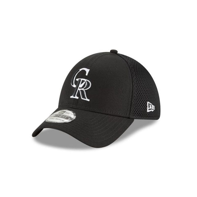 MLB Colorado Rockies Neo 39Thirty Stretch Fit (RHL9652) - Black New Era Caps